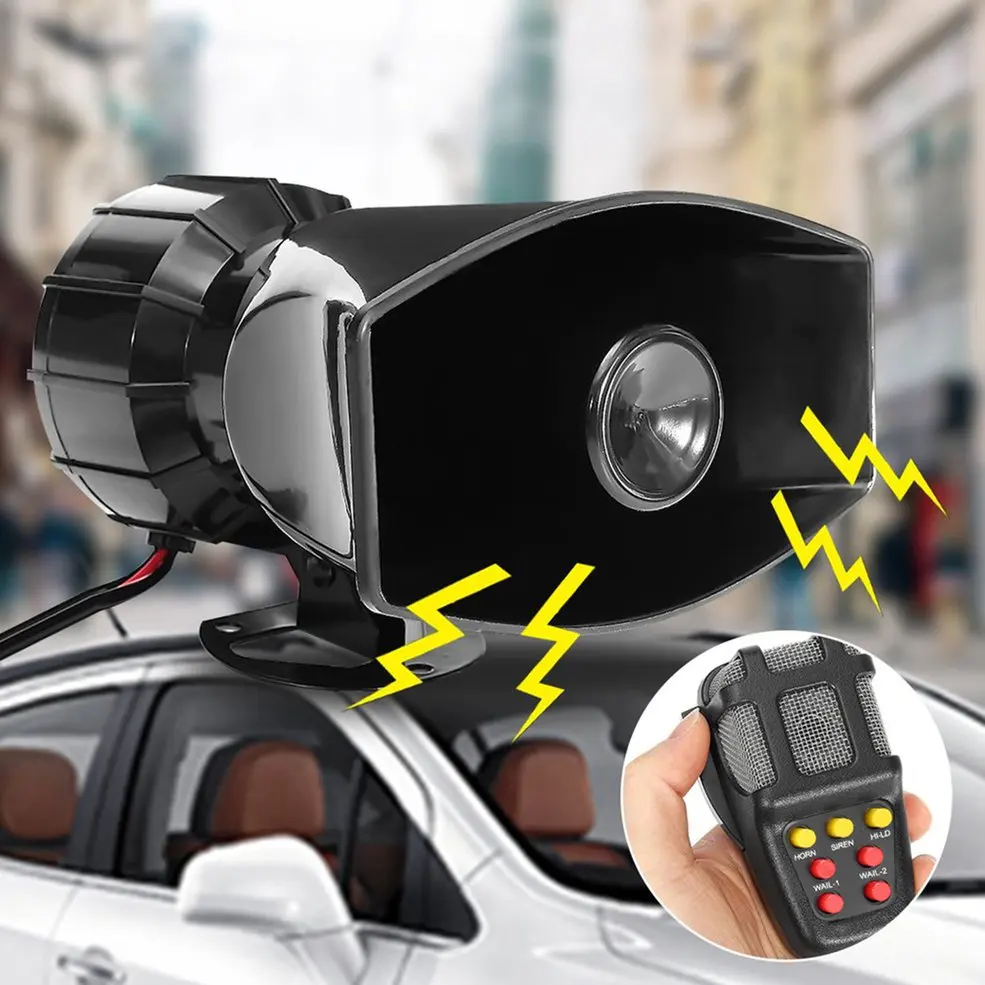 

100W Car Siren Horn Durable 12V Vehicle Warning Alarm 120db Sound Loud Speaker Portable Motorcycle Siren Horn