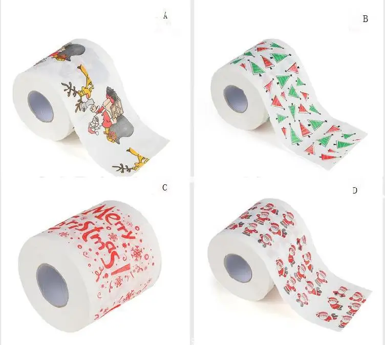 .          Santa Claus Printed Toilet Paper Merry Christmas Bath Toilet Roll Paper Tissue Living Room Table Decor