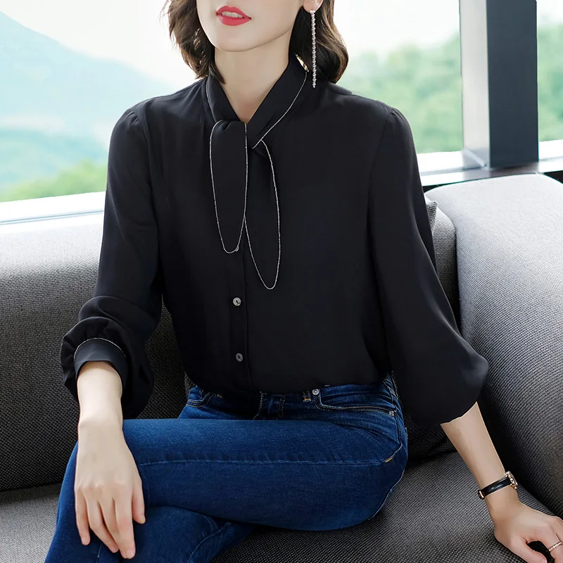 Брендовая шифоновая рубашка 2XL весна лето 2019 женская новая однотонная