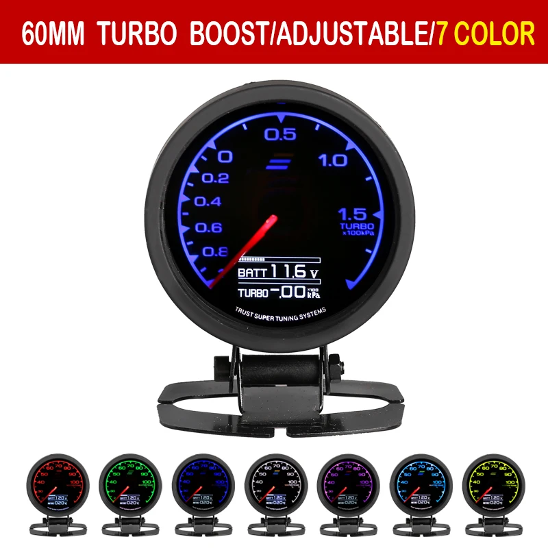 

62mm 2.5" 7 Color in 1 Racing Gauge GReddi Multi D/A LCD Digital Display Turbo Boost Gauge Car Gauge