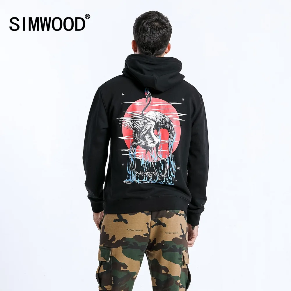 SIMWOOD 2019 толстовки мужские модные облегающие пуловеры свитшоты фирменный принт с