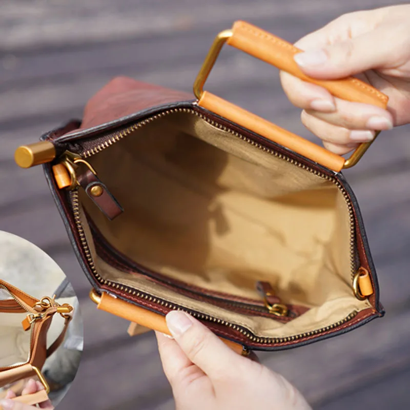 AETOO Handmade old shoulder slung portable female models leather oil wax leather Messenger bag small retro designer