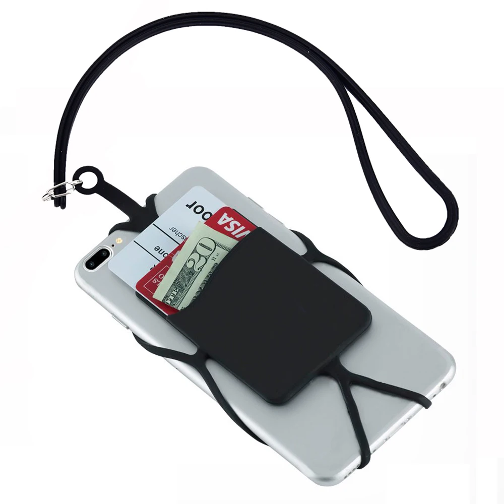 

For Logicom ID bot 56 5 inch Case Silicone Card Holder Elastic Rubber Cell Phone Case For Logicom Le Hello With Neck Strap