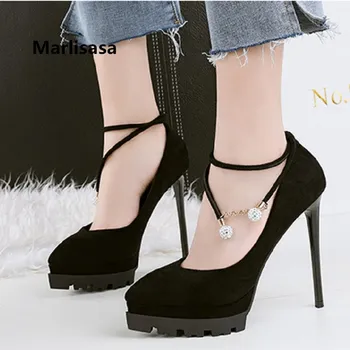 

Marlisasa Mujer Tacones Altos Women Fashion Sweet Height Increased High Heel Pumps Lady Cute Platform Flock High Heel Pump F3292