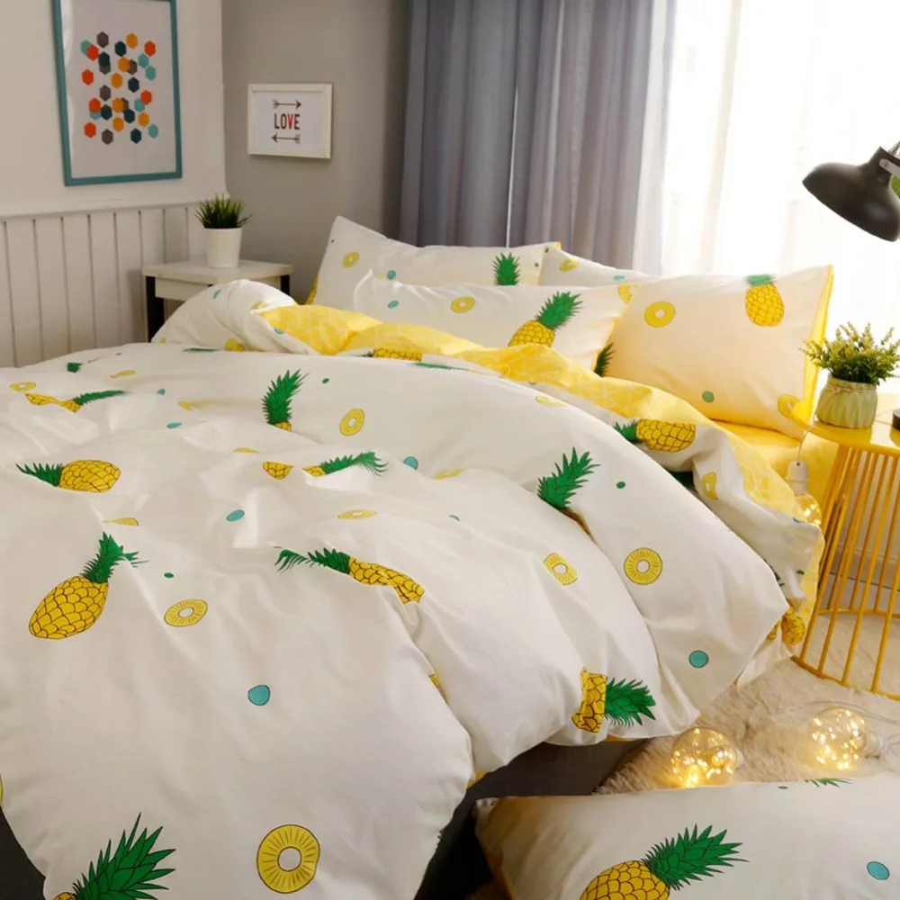 Svetanya, постельное белье с ананасом, 100 хлопок, Комплект постельного белья, односпальная двуспальная кровать(простыня+ наволочка+ пододеяльник
