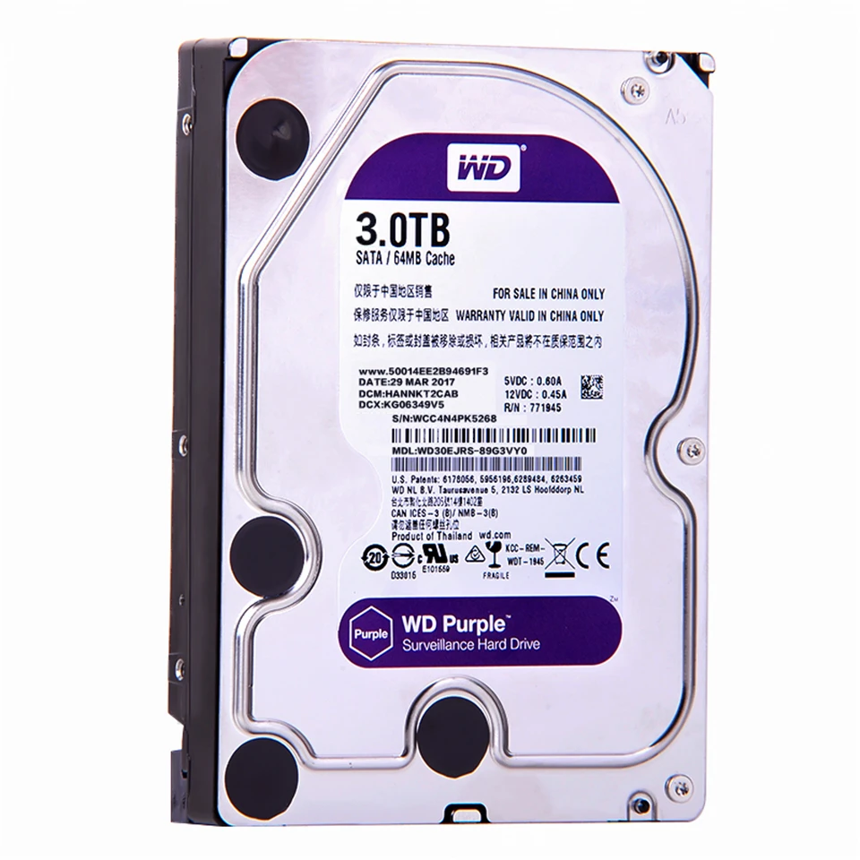 Western Digital Wd Purple Surveillance Hdd 1tb 2tb 3tb 4tb Sata 6 0gb S 3 5 Hard Drive For Cctv Camera Ahd Dvr Ip Nvr External Hard Drives Aliexpress