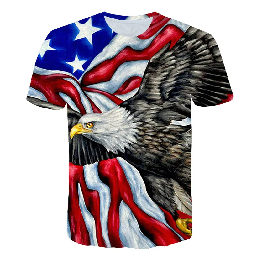 Американский орел Печатный 3D Футболка мужская баннер с символикой США с коротким рукавом рубашка хип-хоп Мужская Женская Орел футболка