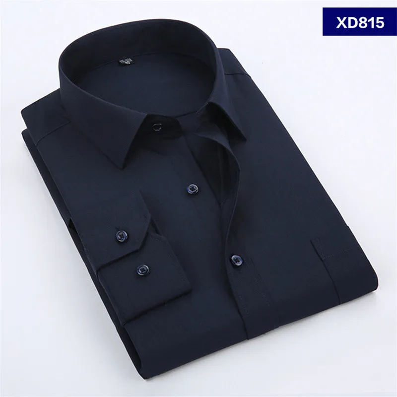 2021 New Men's Dress Shirt Solid Color Plus Size 8XL Black White Blue Gray Chemise Homme Male Business Casual Long Sleeved Shirt