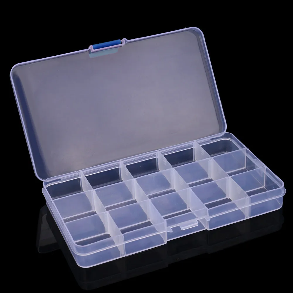 

15 Slots Adjustable storage box Jewelry Storage Box Case Craft Organizer Bead storage box plastic box