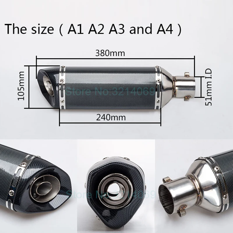 Лазерная маркировка мотоцикла Akrapovic выхлопной Универсальный ID: 51 мм Длина: 380 мм из нержавеющей стали мото выхлопной трубы