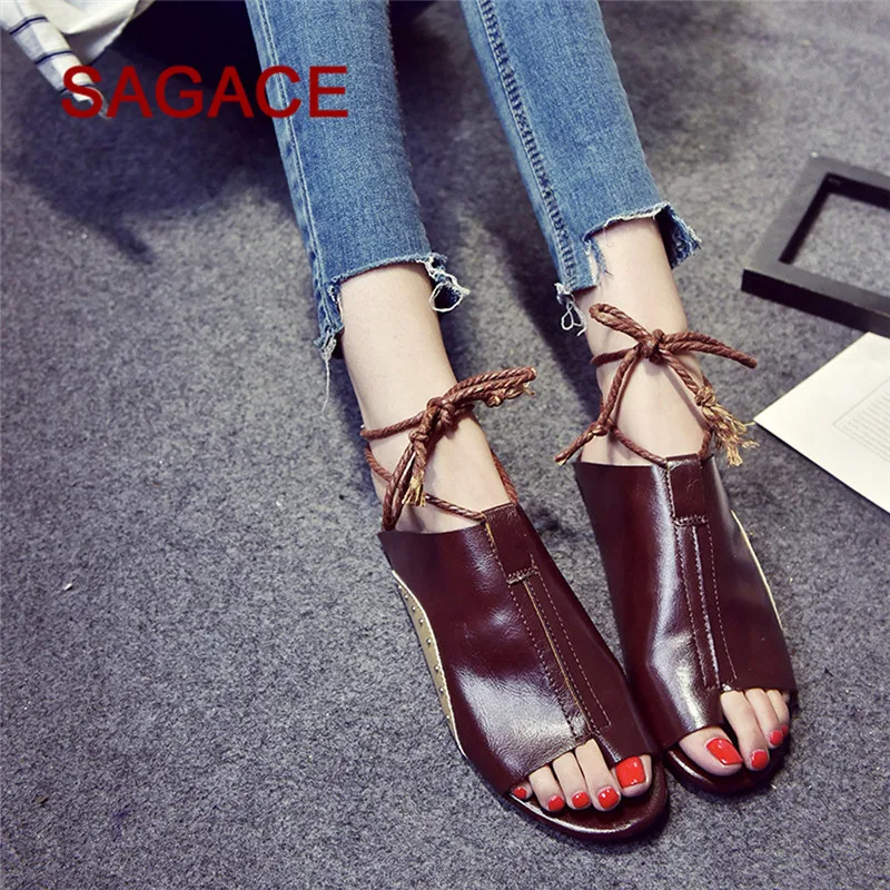 

HB@INS HOT Women Flat-Bottomed Roman Sandals Open Ankle Flat Straps Platform Wedges Shoes