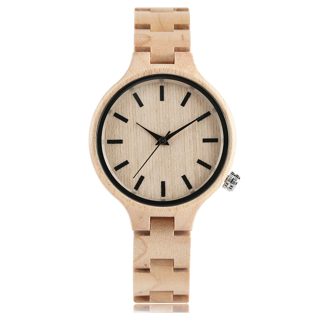 

Unique Women Maple Wood Watch Slim Wooden Bracelet Brief Ladies Wood Wristwatch Modern Business Female Clock Elegant Grils Gifts