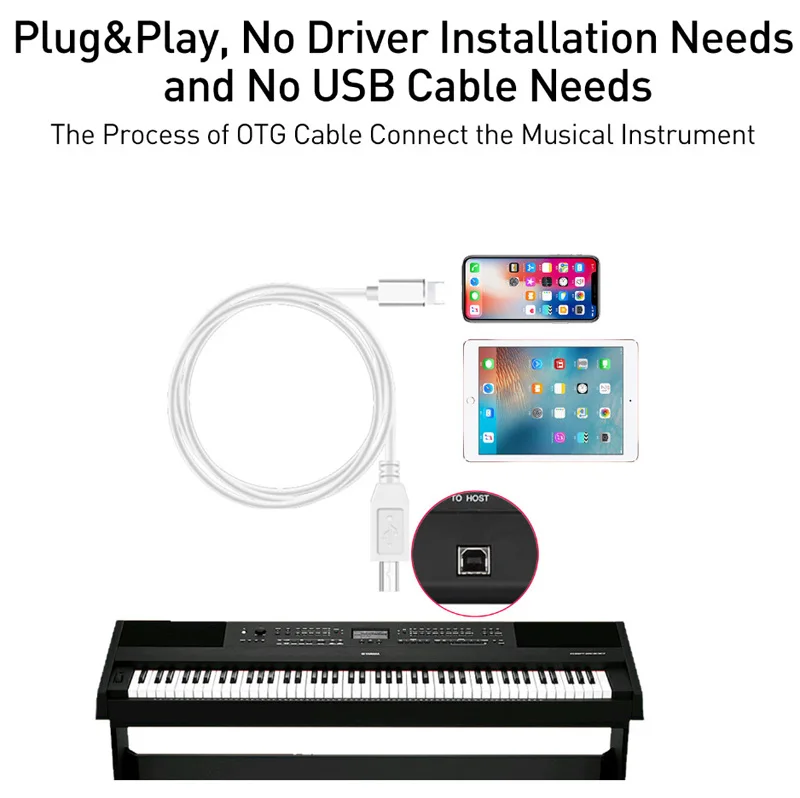 OTG кабель для IPhone MIDI usb type B инструмент клавиатура адаптер для IPhone X XS MAX XR 8 7 6 Электрический фортепиано аудио разъем