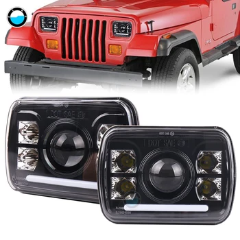 

120W 5X7 7X6 inch Rectangular Sealed Beam LED Headlight White Daytime Running Light with High Low Beam for Jeep Wrangler YJ.