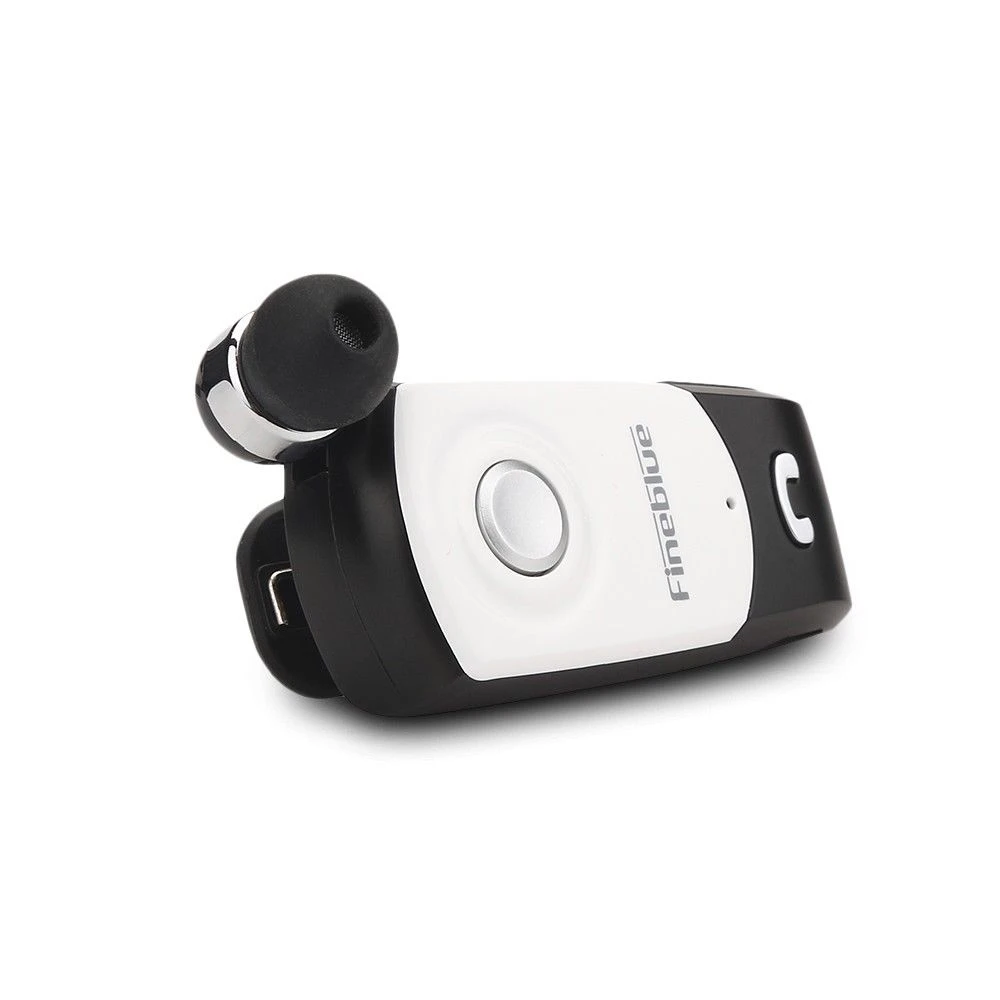 Bluetooth 4 1 Earbud Necktie Clip on Earphone Retractable Cable HD Voice Calling Noise Cancelling