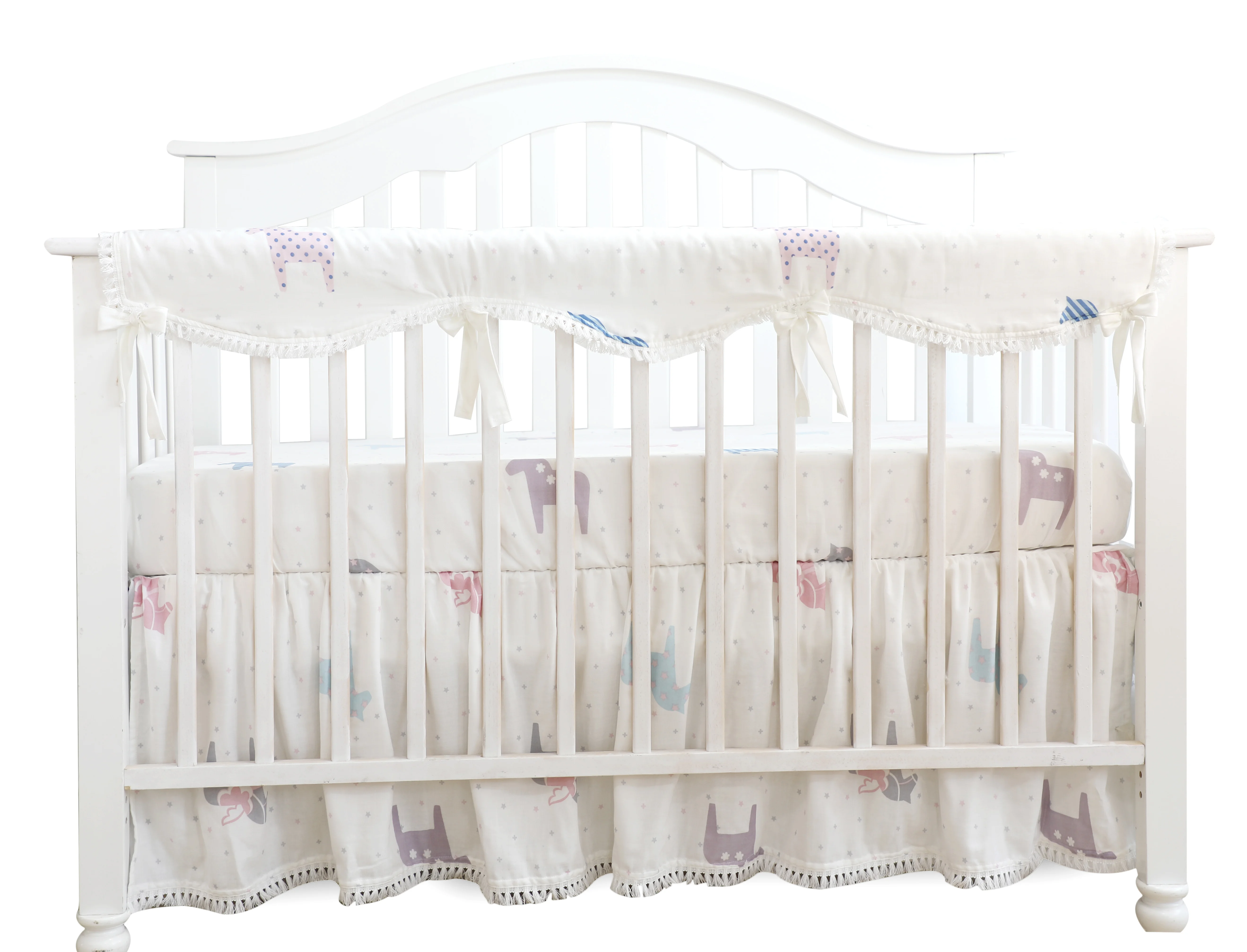 4pcs Blush Coral Pink Ruffle Crib Bedding Set Baby Girl Bedding Blanket Nursery Crib Skirt Baby Girl Crib Bedding Sheet(Unicorn