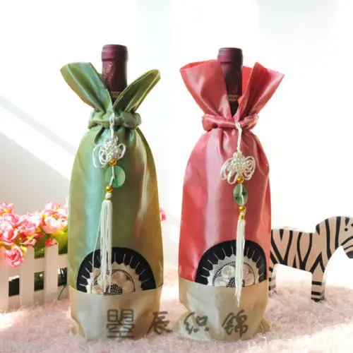 Wholesale 28*11cm 12pcs Chinese Handmade Embroidered Sun Flower Wine