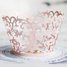 Светло-розовый резные обертки для капкейков украшения для свадьбы, Маффин, торт, кекс выпечки чашки формы, обертка