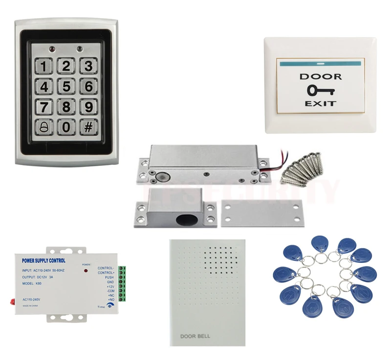 

exposed mounting Fail Safe Door & Gate Access Control Electric Magnetic Deadbolt Drop bolt Door Lock kit with keypad