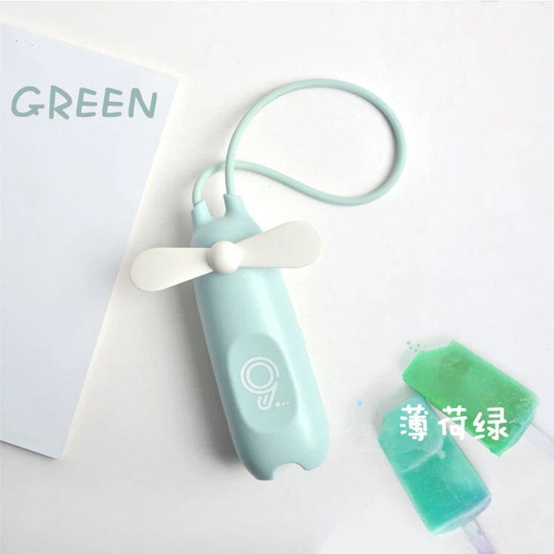GREEN Перезаряжаемый USB маленький вентилятор, мини портативный вентилятор для студентов, общежития, офиса, ручной электрический вентилятор, настольный вентилятор, милый мультяшный вентилятор-6 - Цвет: GREEN