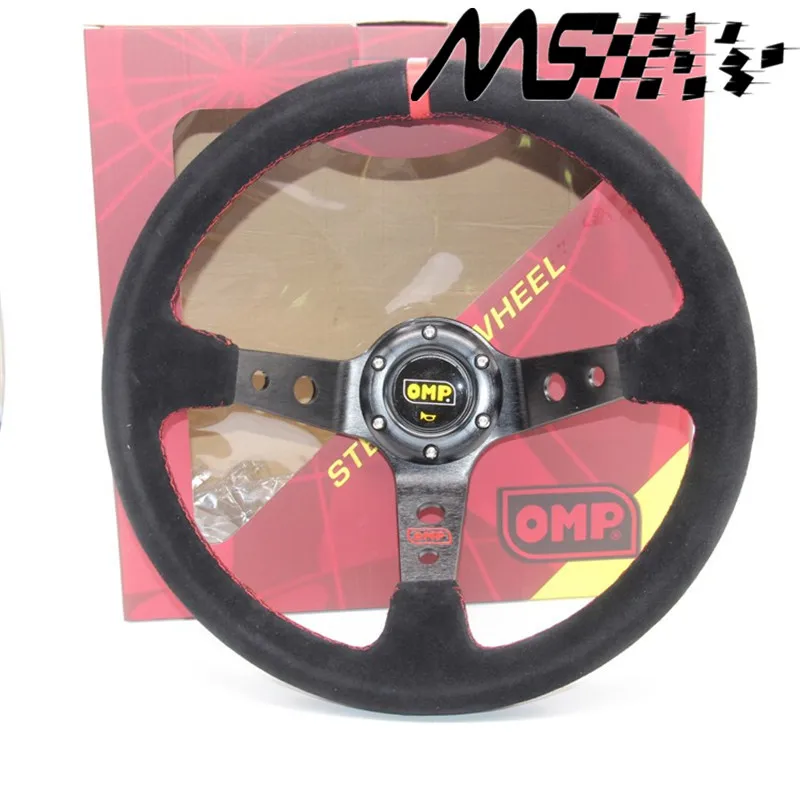 

OMP Steering Wheel 14inch 350mm OMP Deep Corn Drifting Steering Wheel / Suede Leather Steering wheels red line