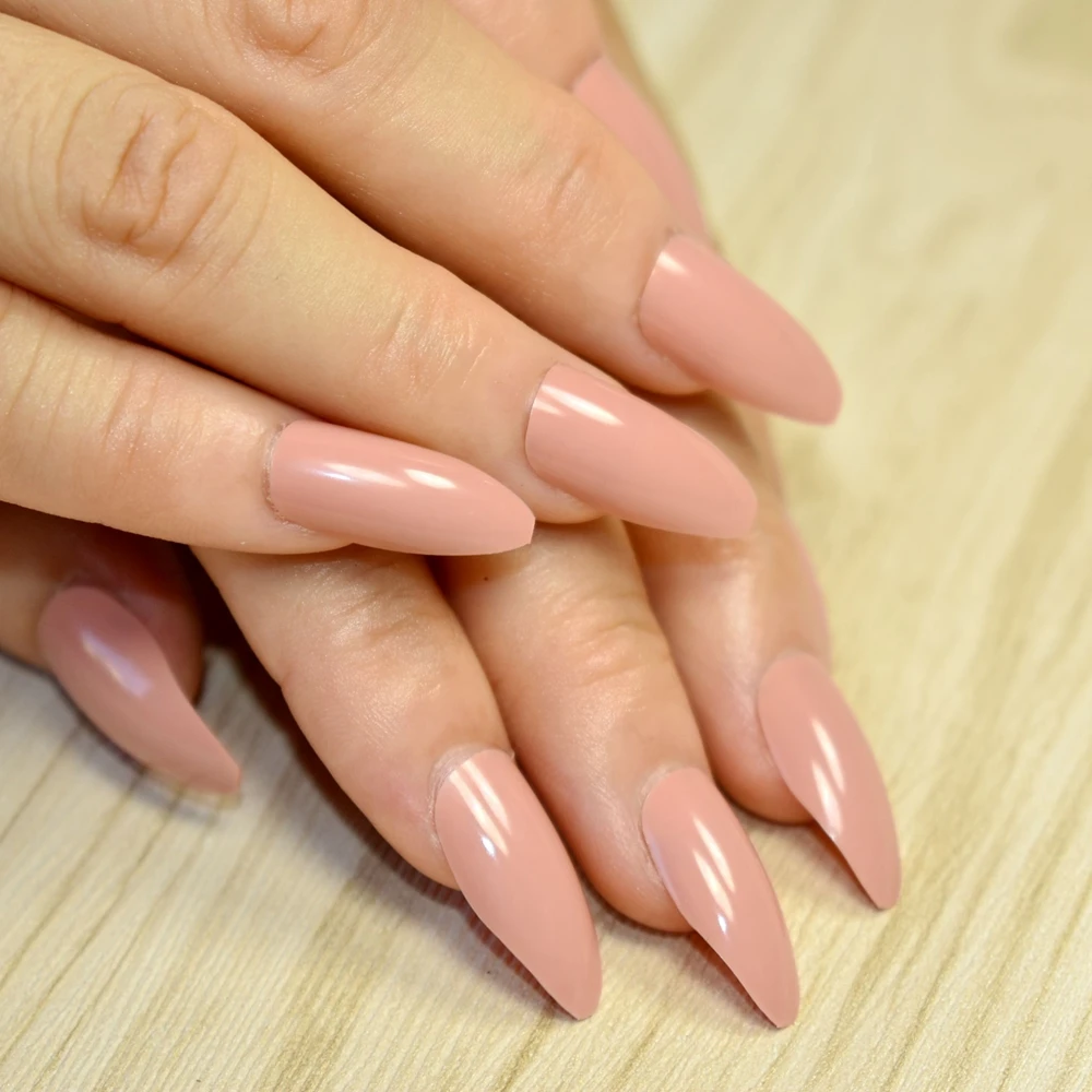 24pcs Kit Pink Fake Nails Shiny Surface Pointed Acrylic Nail 24pcs Kit Pink Fake Nails Shiny Surface Pointed Acrylic Nail Tips Easily Decorate Your Fingers Diy Material 155p In False From Beauty Health On