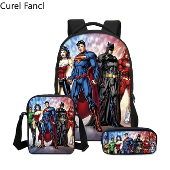 

New Hot Batman Boys School Backpacks Fashion Travel 3 Pcs Set Children Cool Super Hero Printing Bookbag Men Laptop Shoulder Bags