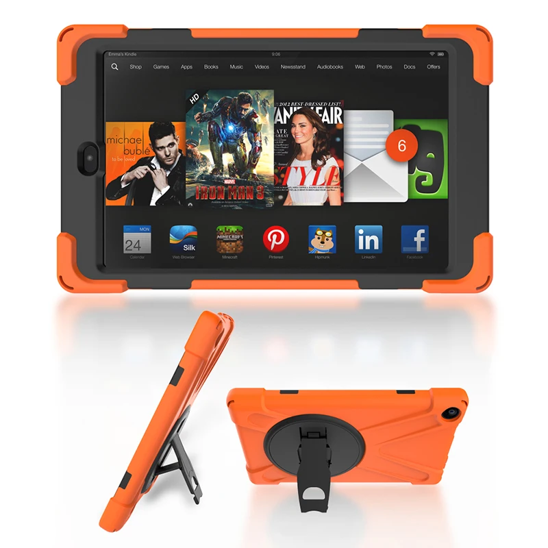 Ударопрочный детский безопасный силиконовый чехол с подставкой для Amazon Kindle Fire HD 8