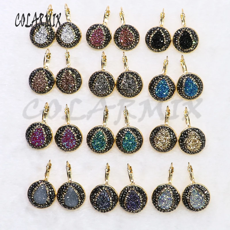 10 пар druzy серьги крюк серьги в форме капли имитация druzy опт ювелирные изделия драгоценные камни ювелирные изделия для женщин 7017