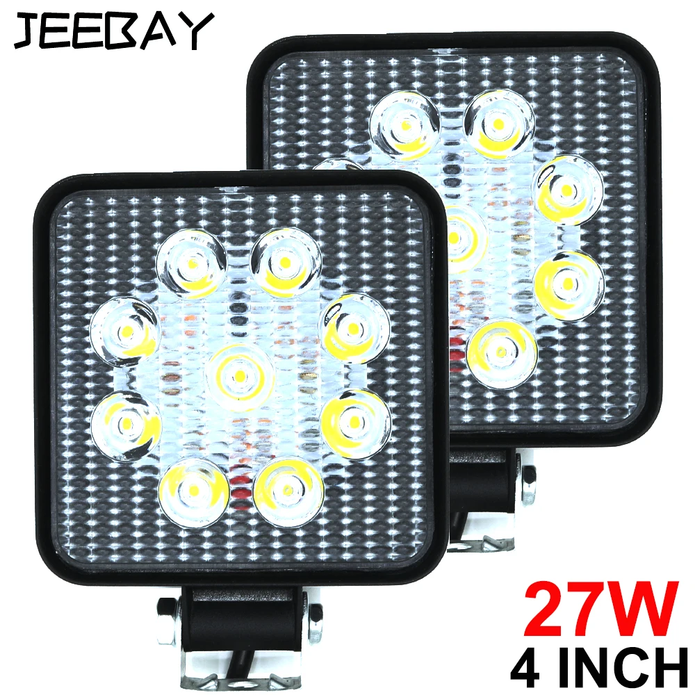 

27W 4 Inch Led Work Light 12v Led Beams 4x4 Led Bar Offroad Car Tri-Row LED Spot Light For JEEP SUV UAZ Truck Tractor Light
