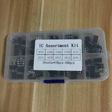 100 шт./лот в общем пользовании DIP IC комплект NE555 UC3842 UC3843 UC3845 24C02 24C04 24C08 24C16 24C32 24C64 DIP каждый 10 шт