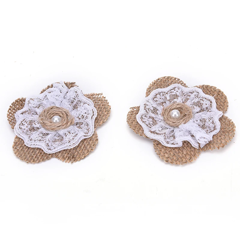 5 шт./лот натуральный джутовый цветок в виде Розы ручной работы винтажное