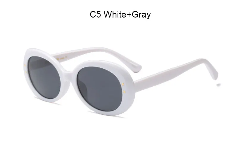 C5 White Gray Женские солнцезащитные очки в стиле ретро, брендовые, овальная большая оправа, Винтажные Солнцезащитные очки, мужские оттенки для женщин,, с заклепками, прозрачные, красные, белые, солнцезащитные очки - Цвет линз: C5 White Gray