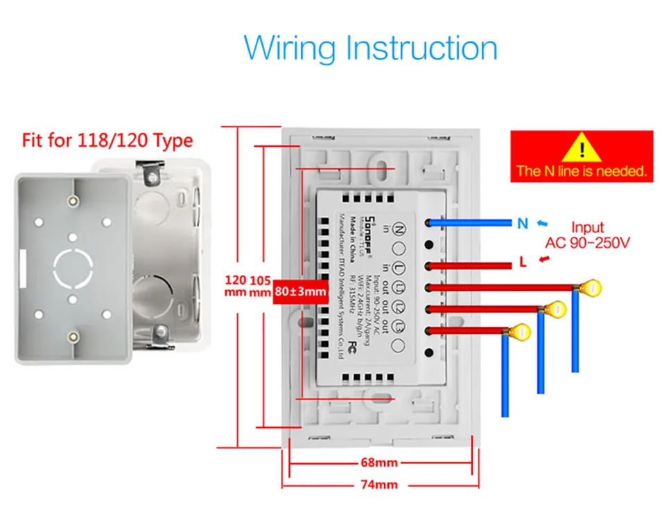 Sonoff T1 US 1 2 3 банды, сенсорный/RF315/ewelink приложение Wi-Fi удаленный настенный светильник переключатель, умный дом настенный переключатель работает с Alexa, Google Home