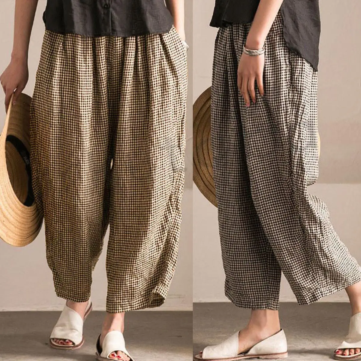 

Women Pants High Waist Wide Leg Pants Casual Loose Long Palazzo Plus Size Trousers Summer Causal New Pants