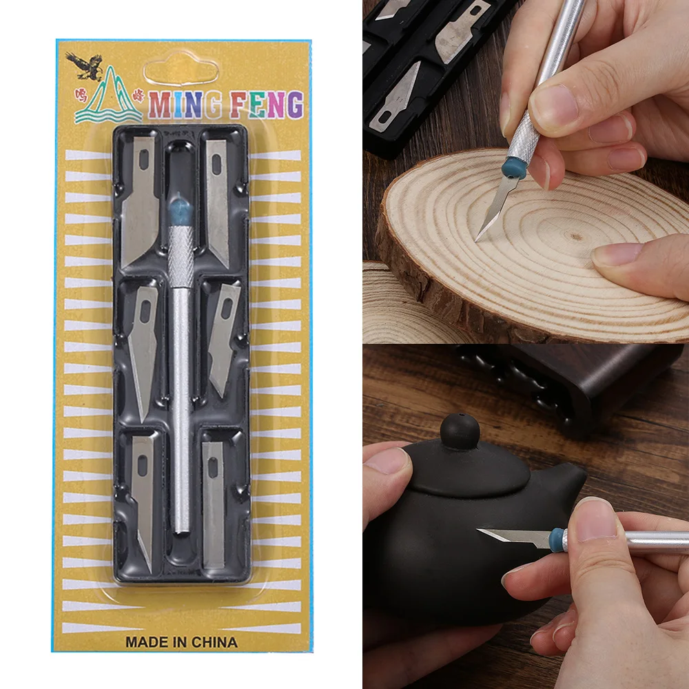 

7pcs/Set Multifunction Polymer Clay Carving Knife Blade Art Sculpting Ceramics Tool With 6 Blade Handcraft Engraving Cutter