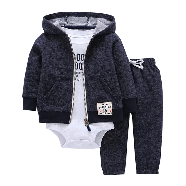 kids baby bebes boy clothes set hooded jacket+rompers+pants infant boy girl clothing Autumn Spring children suits newborn set 3
