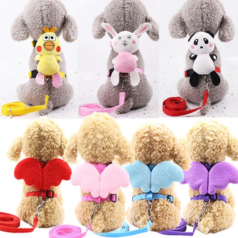 

Cute Angel Pet Dog Leashes and Collars Set Puppy Leads for Small Dogs Cats Designer Wing Adjustable Dog Harness Pet Accessories