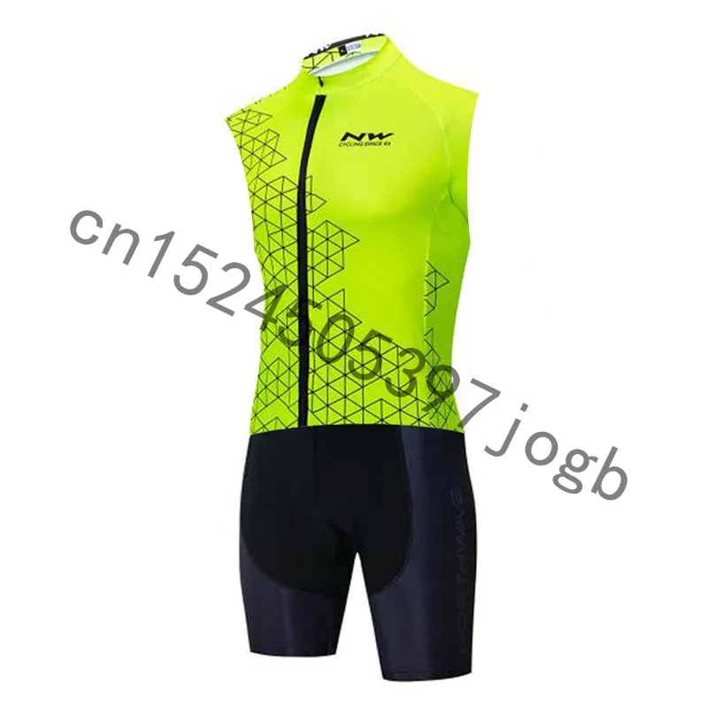 

New NW Cycling Race Uniform Triathlon Cycling Skinsuit Men MTB Bicycle sleeveless Clothes Pro Team Cycling Clothing 9D shorts