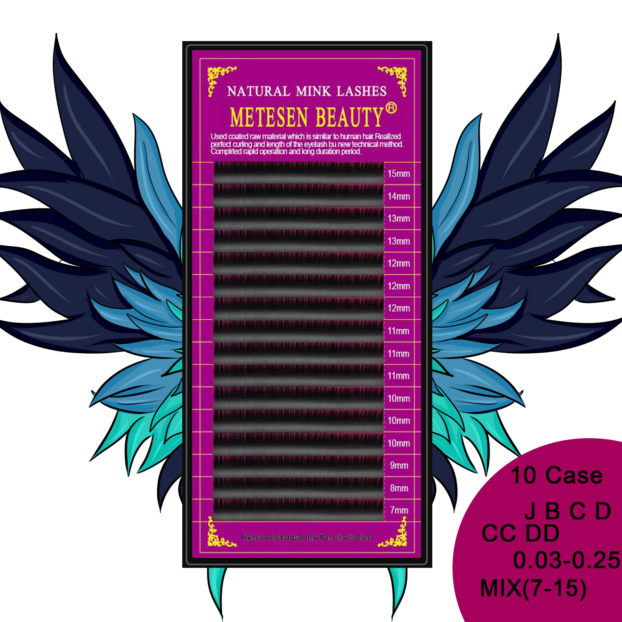 

METESEN BEAUTY eyelash extension supplies Provide mink eyelashes 10 Trays/set 16line J B C D Curl New Soft false eyelashes