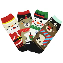 Женские зимние носки 3D печатных Рождество теплые мягкие хлопковые носки милые Санта-Клаус Олень Снеговик праздник аксессуары