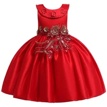 Элегантное платье для девочек Свадебное бальное Платья с цветочным принтом для девочек Детская День рождения Банкетный вышивкой украшение для платьев vestidos