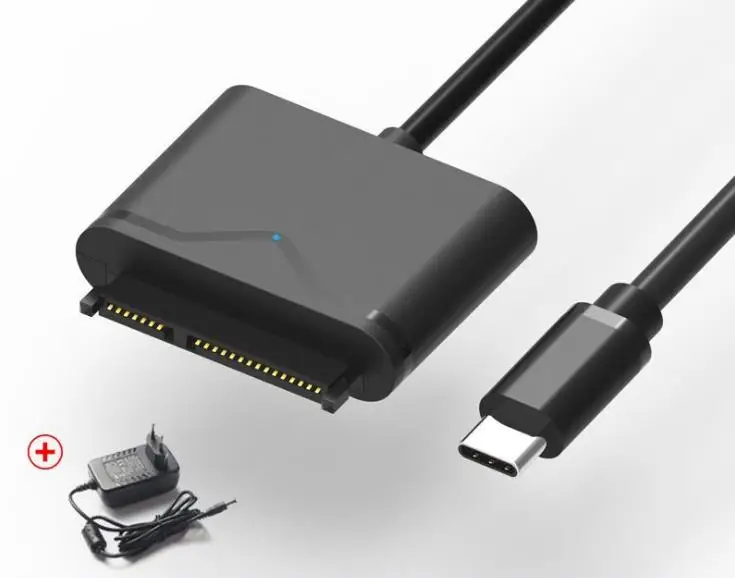 

USB C SATA with Power Cord, SATA to USB Adapter Support 2.5" and 3.5" SSD HDD External Hard Drive Converter(EU plug)