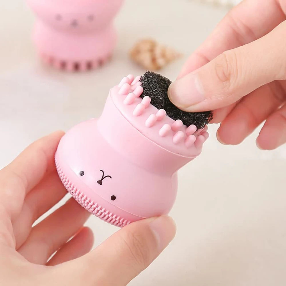 Lovely Cute Animal Small Octopus Shape Silicone Facial Cleaning Brush Deep Pore Cleaning Exfoliator Face Washing Skin Care TSLM1