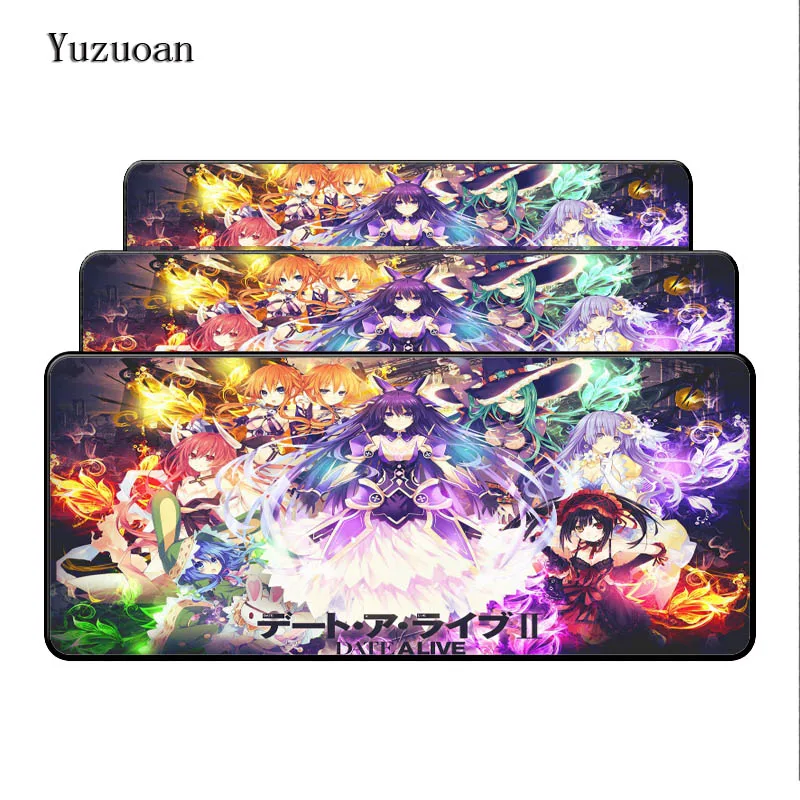 

Yuzuoan Large Lock Edges Soft/Rubber Anime Girl Gaming Mousepad PC Computer Notebook Desk Mice Play Mat Black Pad For Optical