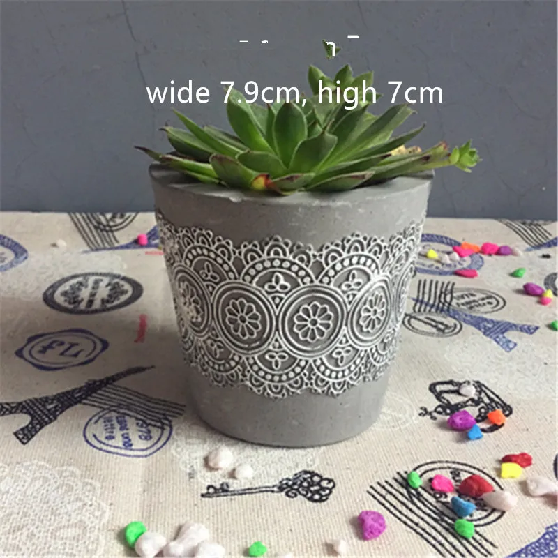 Flower pot Concrete Silicone Mold Fleshy Plants DIY Crafts Cement Clay Mould dif 