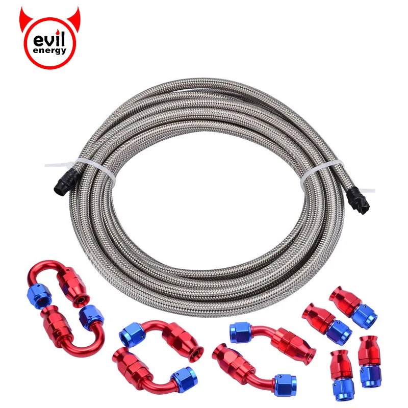 

evil energy 5M AN10 Braided Teflon Hose Line and 0/45/90/180Degree Reusable PTFE Fitting Swivel PTFE Teflon Hose End