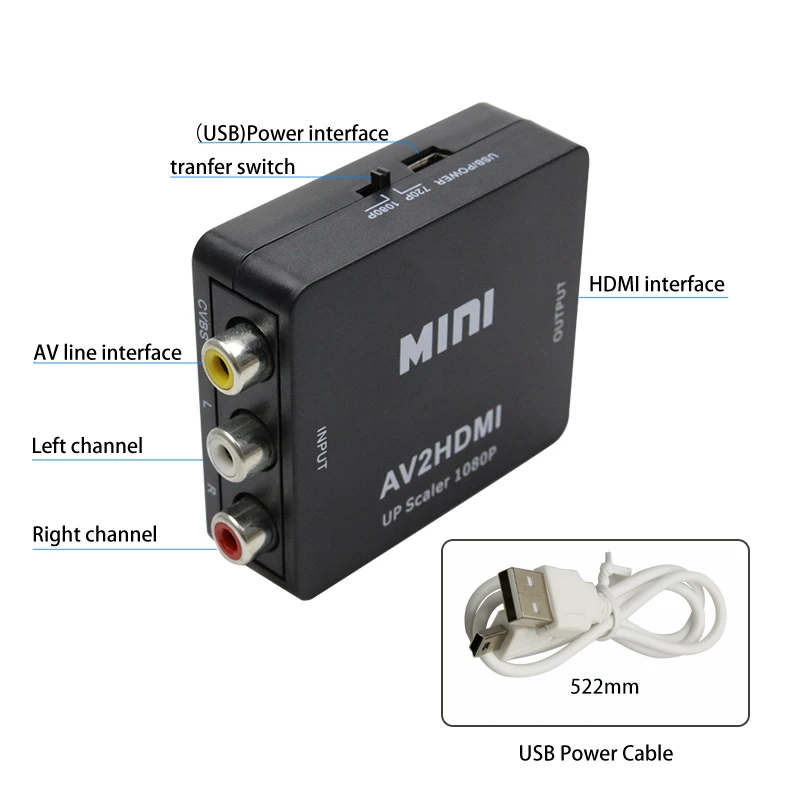 Мини AV в HDMI конвертер адаптер AV CVBS 3RCA в HDMI конвертер коробка 1080P видео AV2HDMI конвертер для HDTV для PS3/PS4 DVD PC