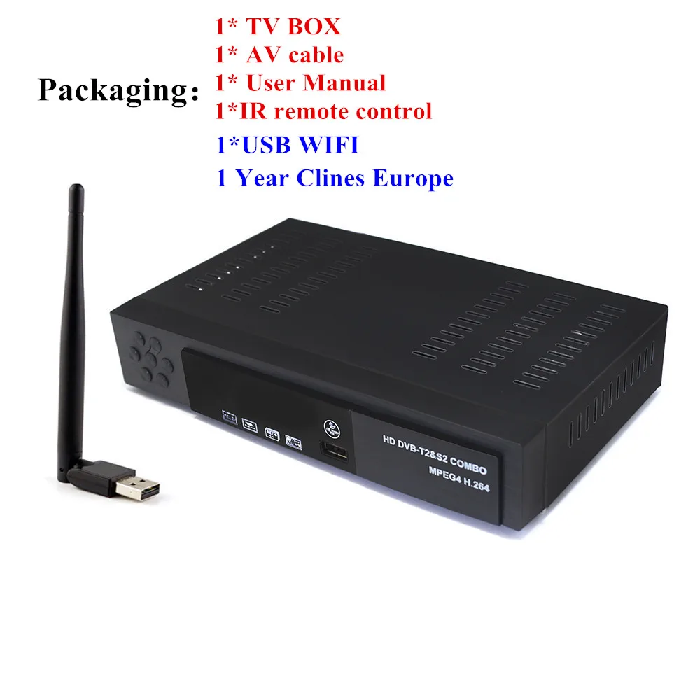 DVB-WIFI-CCCAM HD рецептор DVB-S2 спутниковый ТВ приемник декодер с 1 год Европа 7 линий C-line+ USB wifi DVB-T2 наземный приемник комбо - Цвет: DVB-WIFI-CCCAM