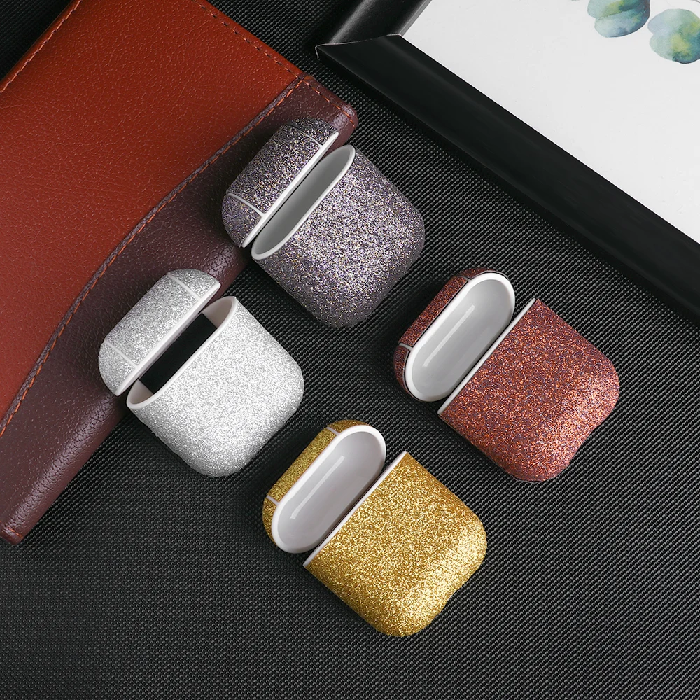 

Glitter Sleeve Wrap PU Leather Case For Airpods Colorful Luxury Classic Brand Earphone Accessories For Air Pods Earphones Pouch